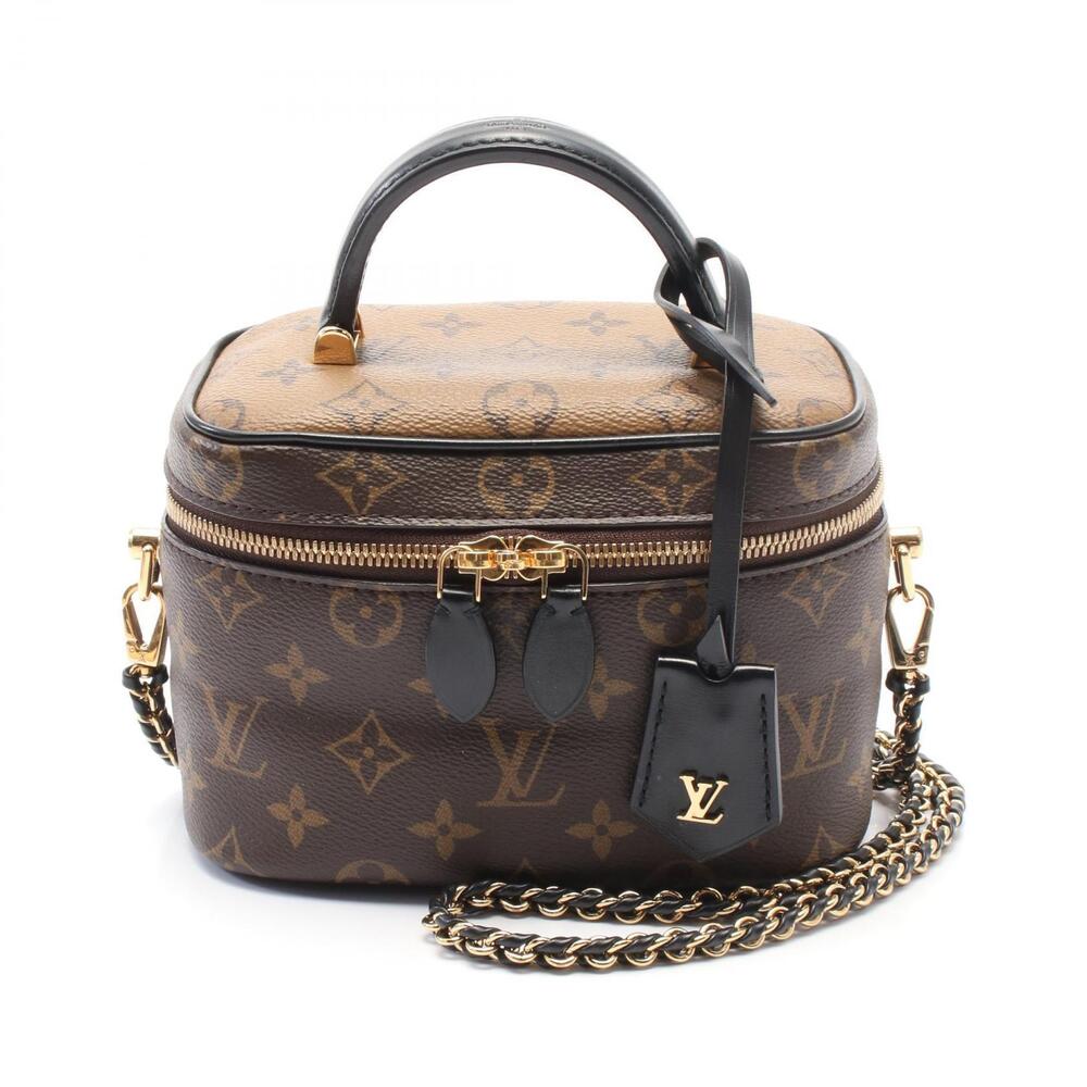 Louis Vuitton Vanity NV Handbag Canvas Leather Monogram Reverse Brown Black